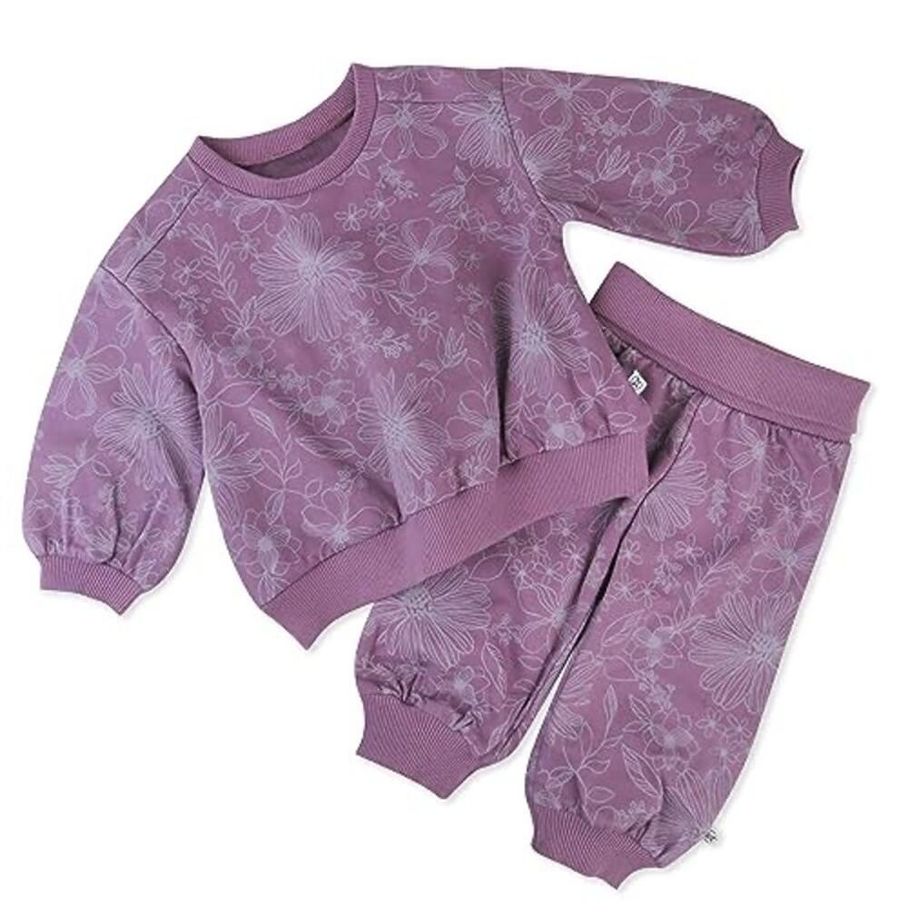 Honest Baby Two Piece Matching Sweatsuit sz 18 months Purple Floral Sweatsuit - Picture 2 of 8